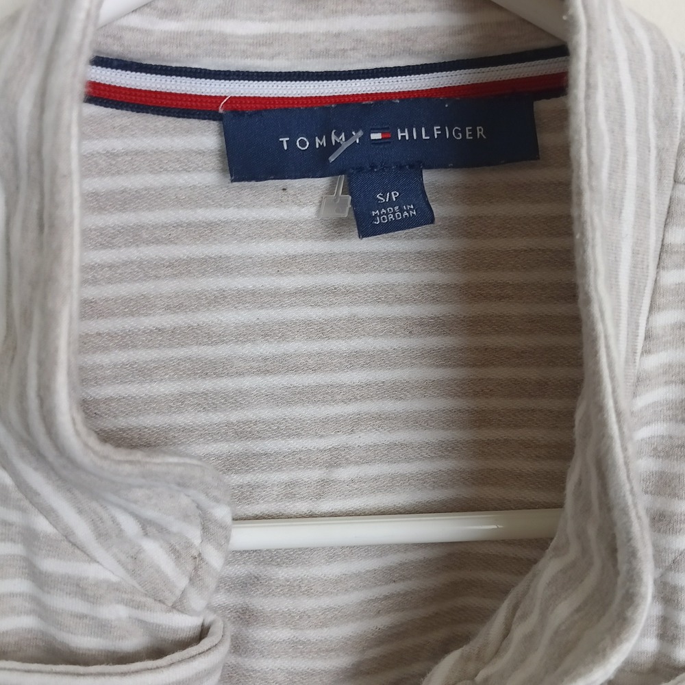 Tommy Hilfiger Military Blazer Women Small Gray White Excellent Striped Knit - Picture 3 of 6